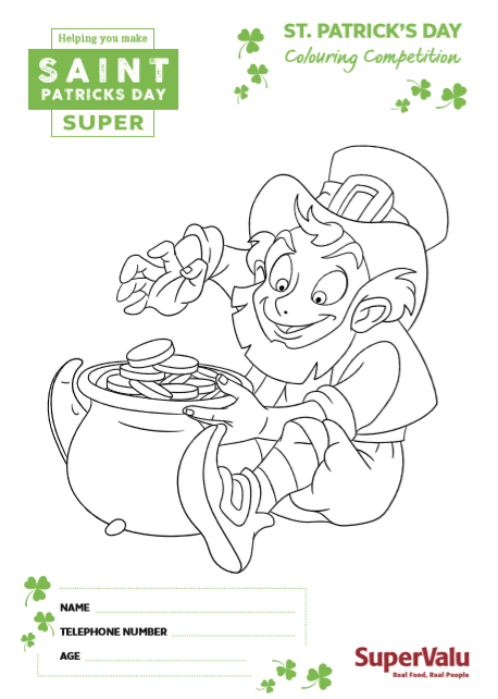 st patricks day colouring competition